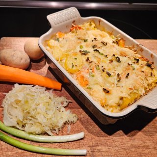 Kartoffel-Sauerkrautauflauf