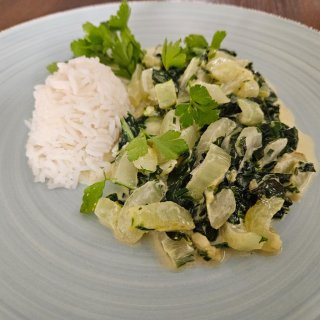 Pak Choi gedämpft mit Reis
