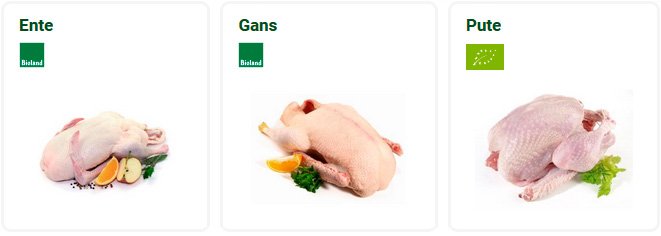 Weihnachtsgeflügel Ente Gans Pute