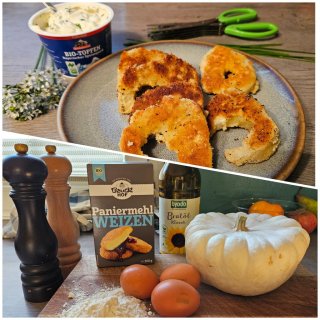 Patisson Kürbis, paniert