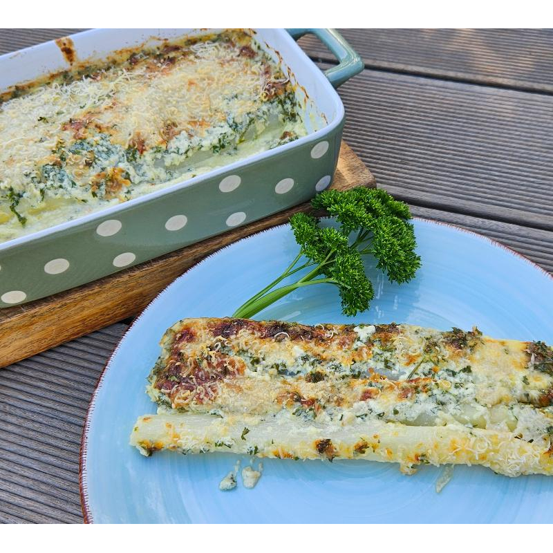 Spargel mit Parmesan überbacken aus dem Ofen
