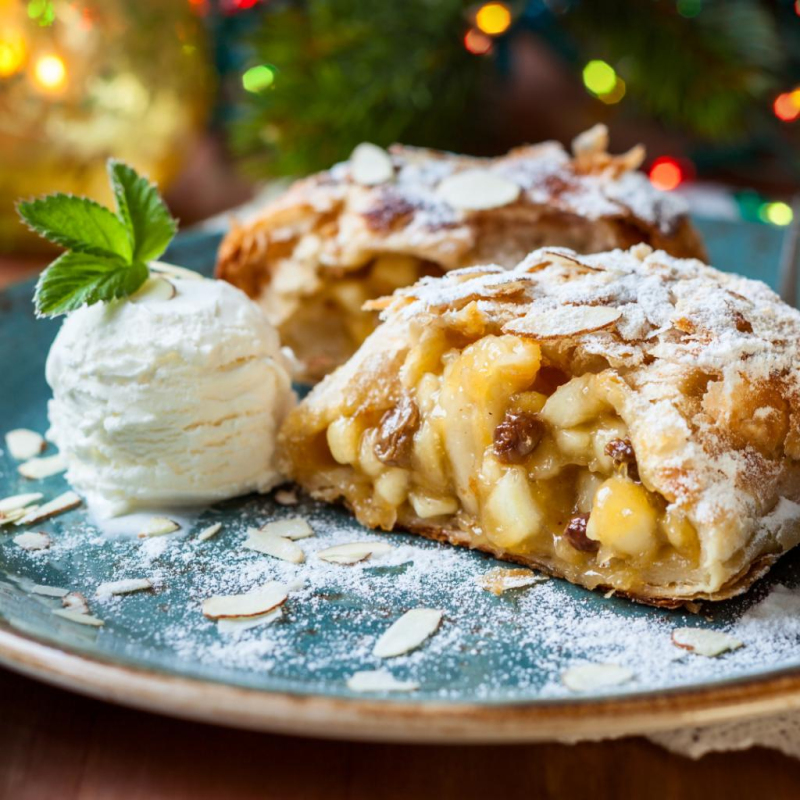 veganer Apfelstrudel mit Marzipanfüllung